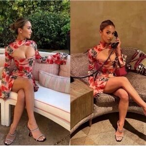 House of CB Toira Rose Print Corset Mini Dress - Size S